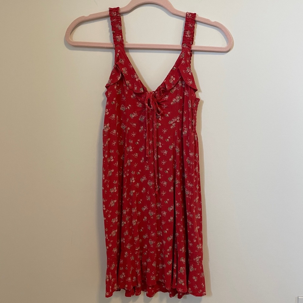 Abercrombie & Fitch red floral mini sun dress size XS